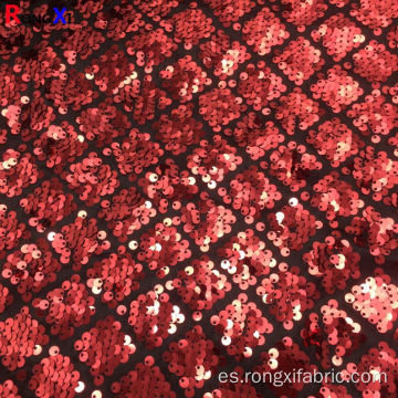 Impresión sublim de tela de lentejuelas roja multifuncional de 5 mm